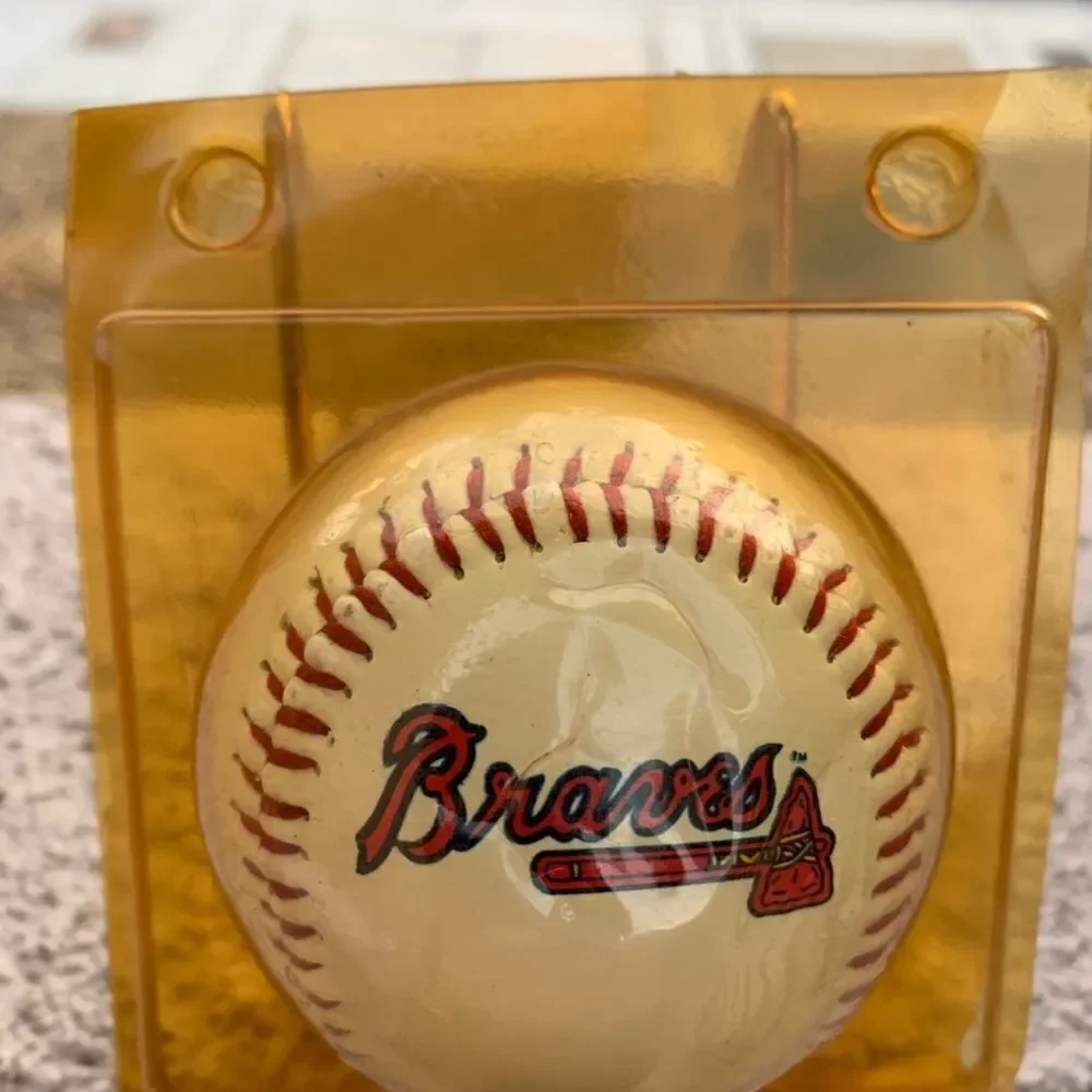 Braves  Logo Baseball Collector Gift Box White Ball Black Red Writing Decoration
